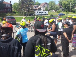 The group of participants grows and the hot summer sun peeks out just in time for our 5-mile ride.